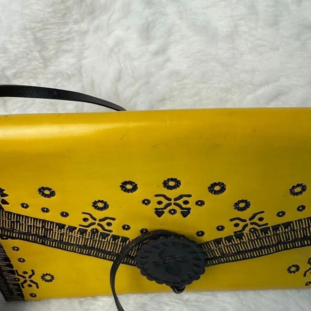 austerbags Handmade and hand-painted Sofia mustard
